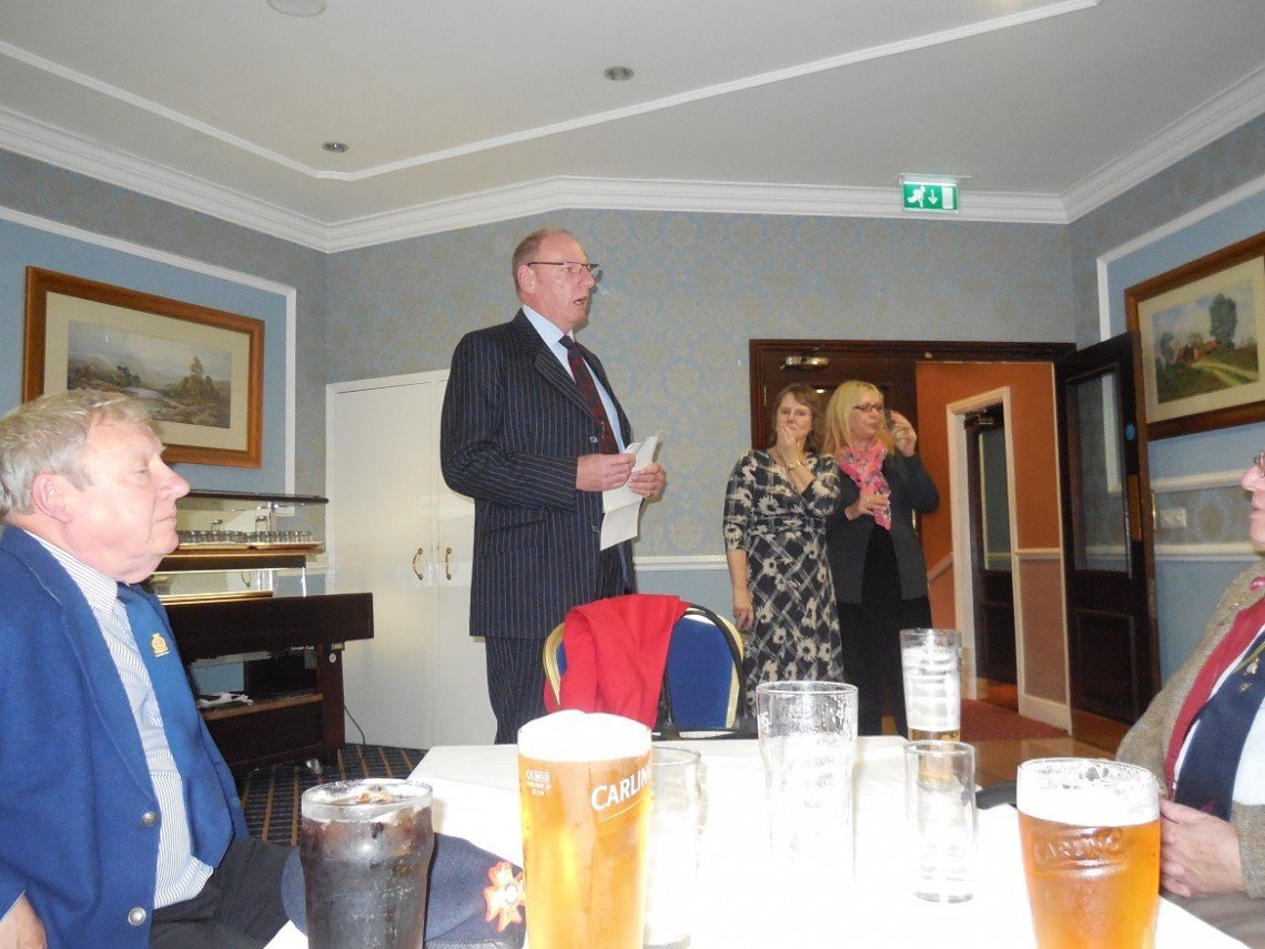 Mac McPherson of Rotherham MCVC delivering a speech.