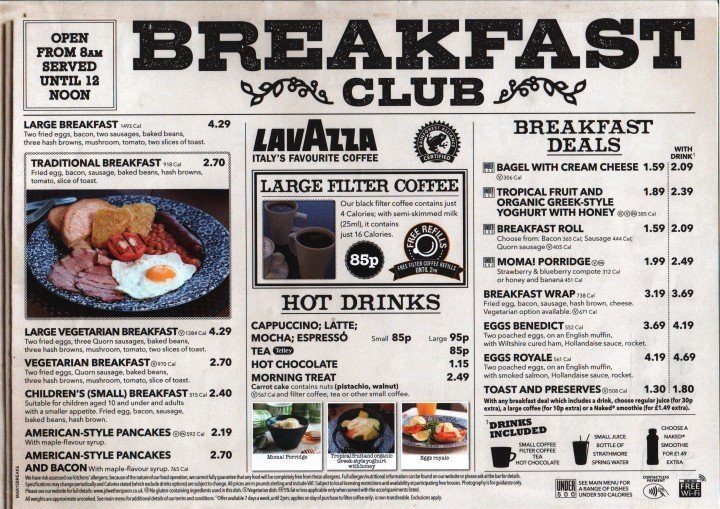 Breakfast Club Menu